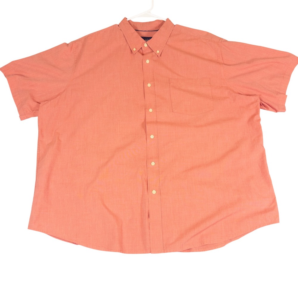 Basic Editions‎ Mens 2XL Short Sleeve Button Down Shirt Coral Orange Casual